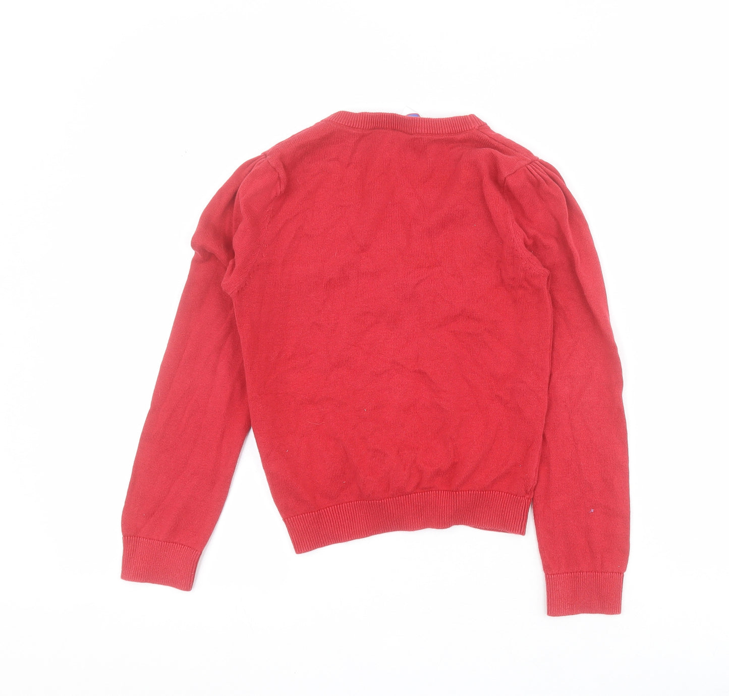 Smart Start Girls Red V-Neck  100% Cotton Cardigan Jumper Size 6-7 Years  Button - School