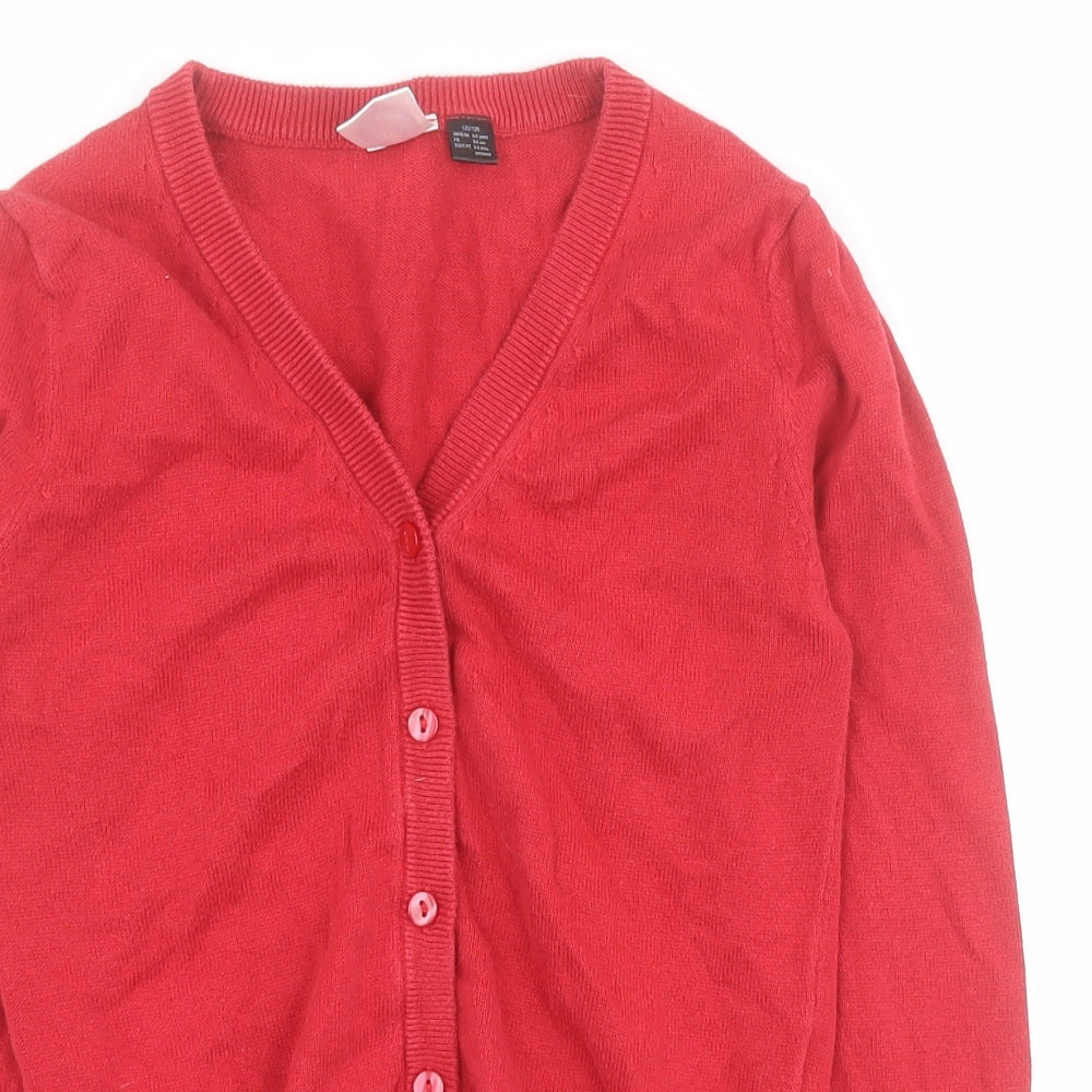 Smart Start Girls Red V-Neck  100% Cotton Cardigan Jumper Size 6-7 Years  Button - School