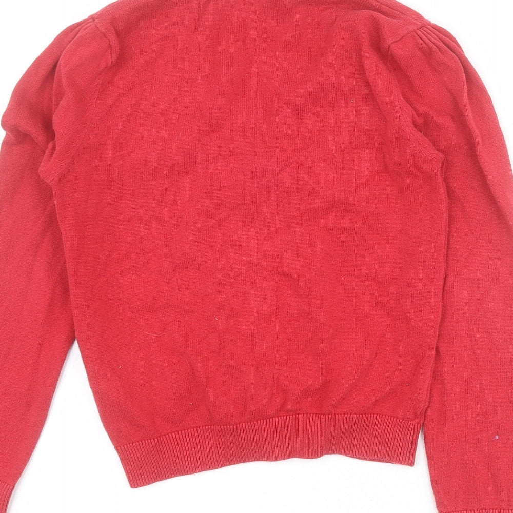 Smart Start Girls Red V-Neck  100% Cotton Cardigan Jumper Size 6-7 Years  Button - School