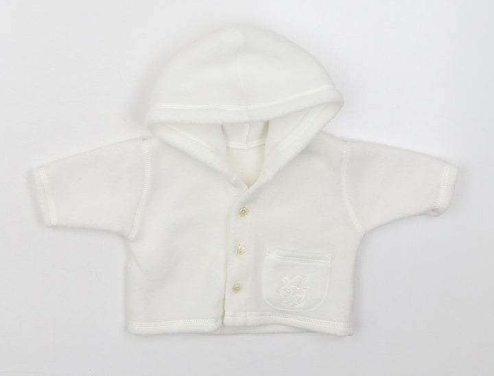 Mothercare Girls White Jacket Size Newborn Button