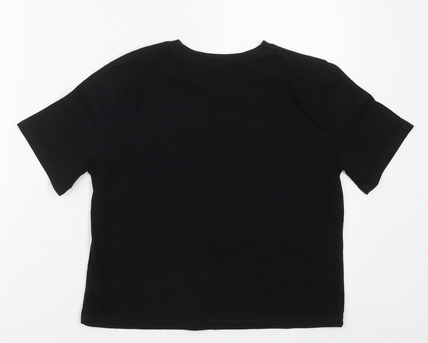 River Island Girls Black  Cotton Basic T-Shirt Size 11-12 Years Crew Neck Pullover - Unstoppable