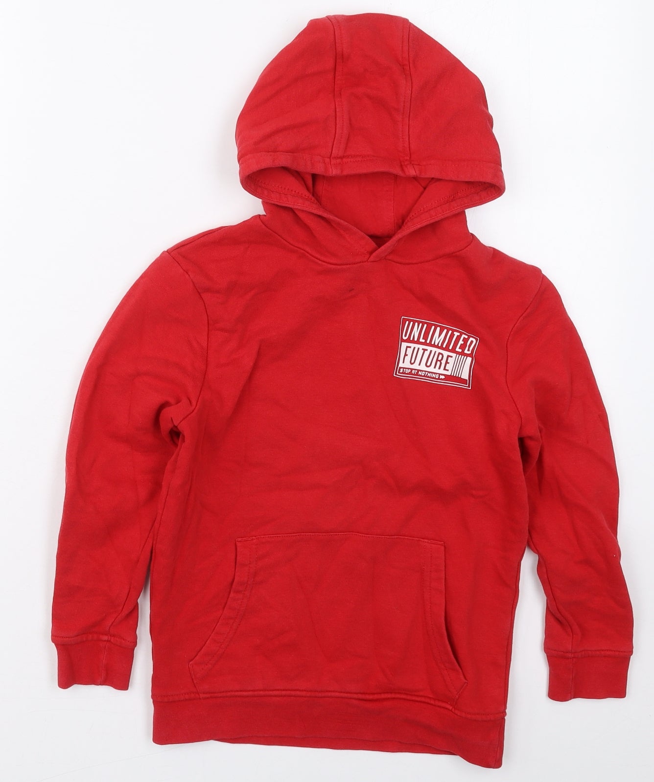 George Boys Red  Cotton Pullover Hoodie Size 7-8 Years  Pullover - Unlimited Future