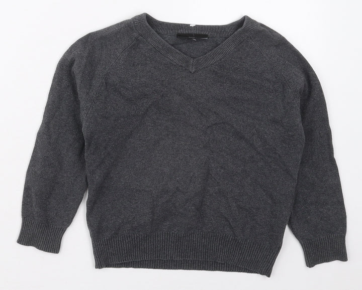 NEXT Boys Grey V-Neck Cotton Pullover Jumper Size 5-6 Years Pullover