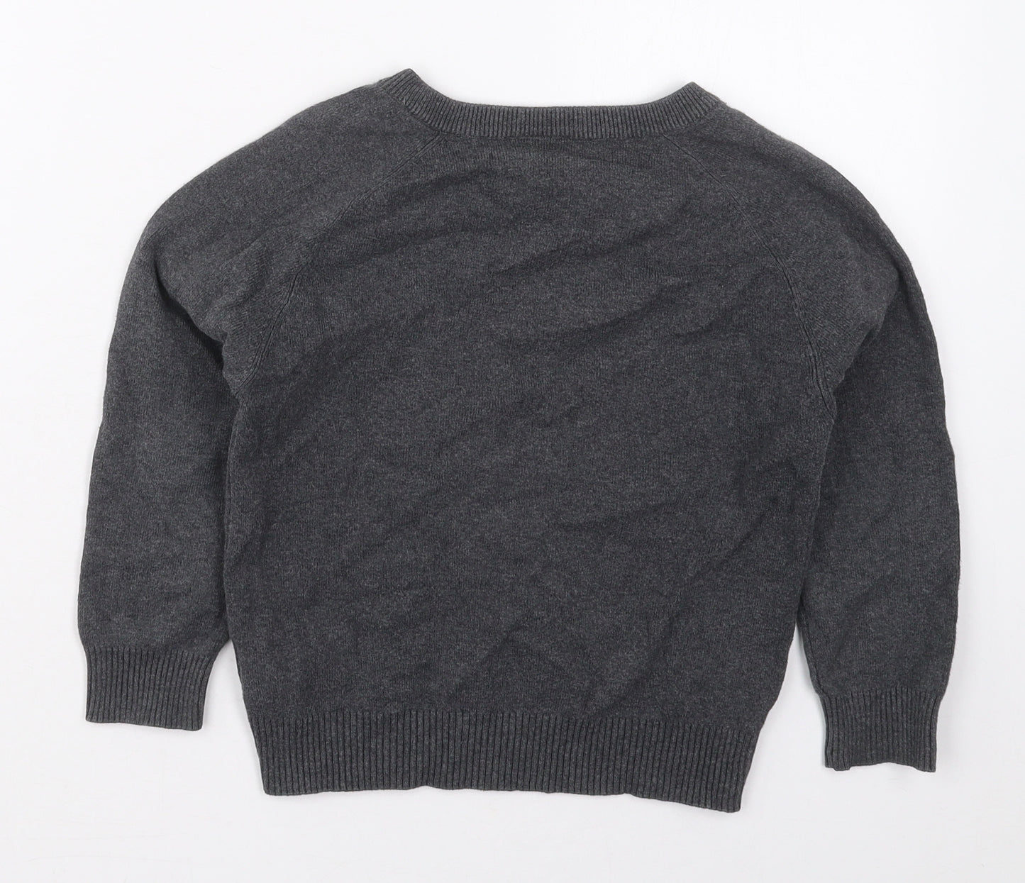 NEXT Boys Grey V-Neck  Cotton Pullover Jumper Size 5-6 Years  Pullover