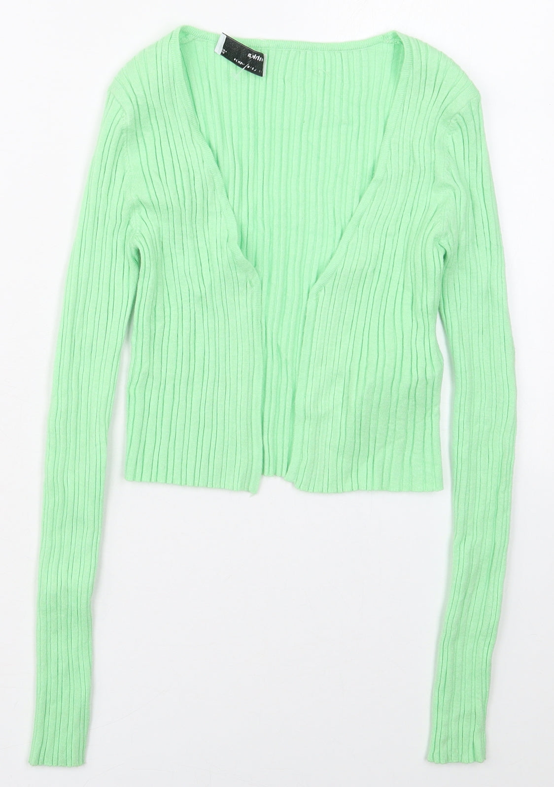 Bershka Womens Green V-Neck  Viscose Cardigan Jumper Size S
