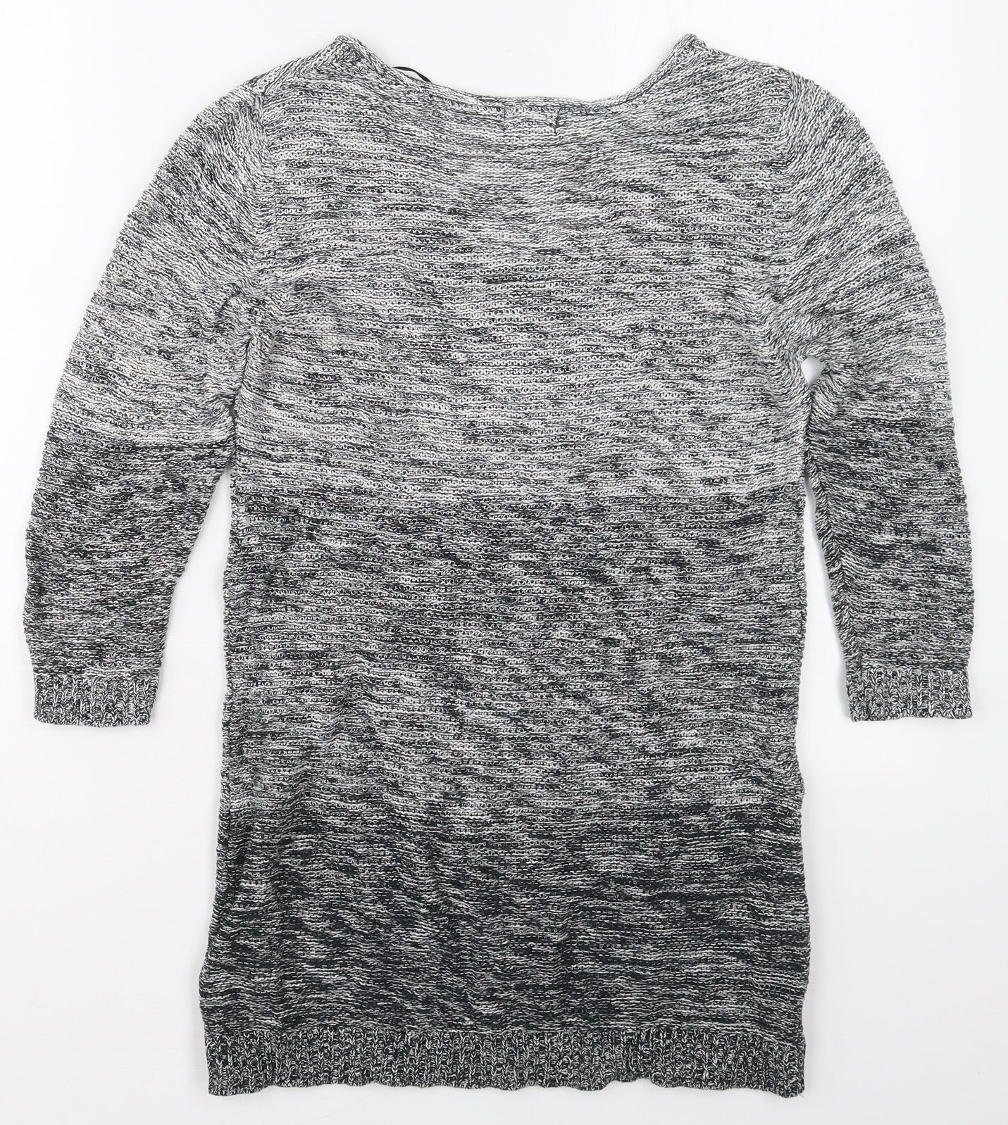 F&F Womens Grey V-Neck Striped Cotton Pullover Jumper Size 8