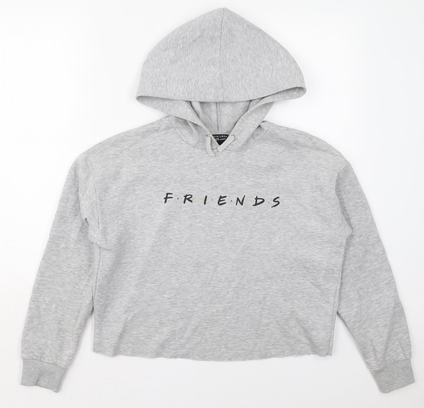 New Look Girls Grey  Cotton Pullover Hoodie Size 14-15 Years  Pullover - Friends