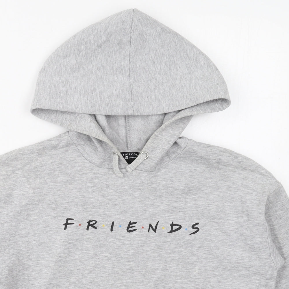 New Look Girls Grey  Cotton Pullover Hoodie Size 14-15 Years  Pullover - Friends