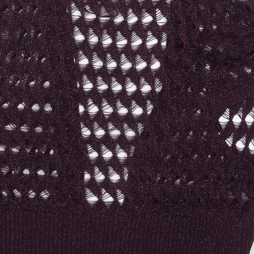 George Womens Purple V-Neck  Acrylic Cardigan Jumper Size M