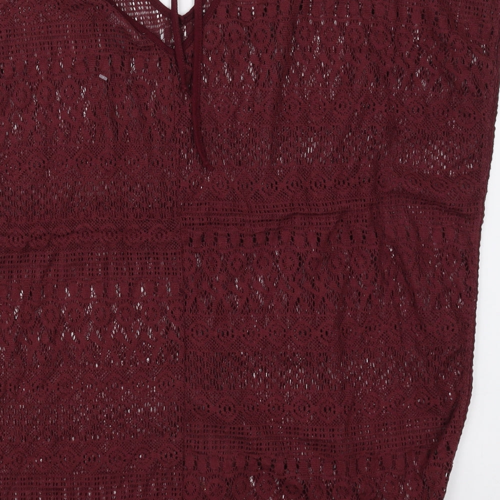 Primark Womens Purple  Cotton T-Shirt Dress  Size 10  V-Neck Pullover - Beach Cover Up Dress