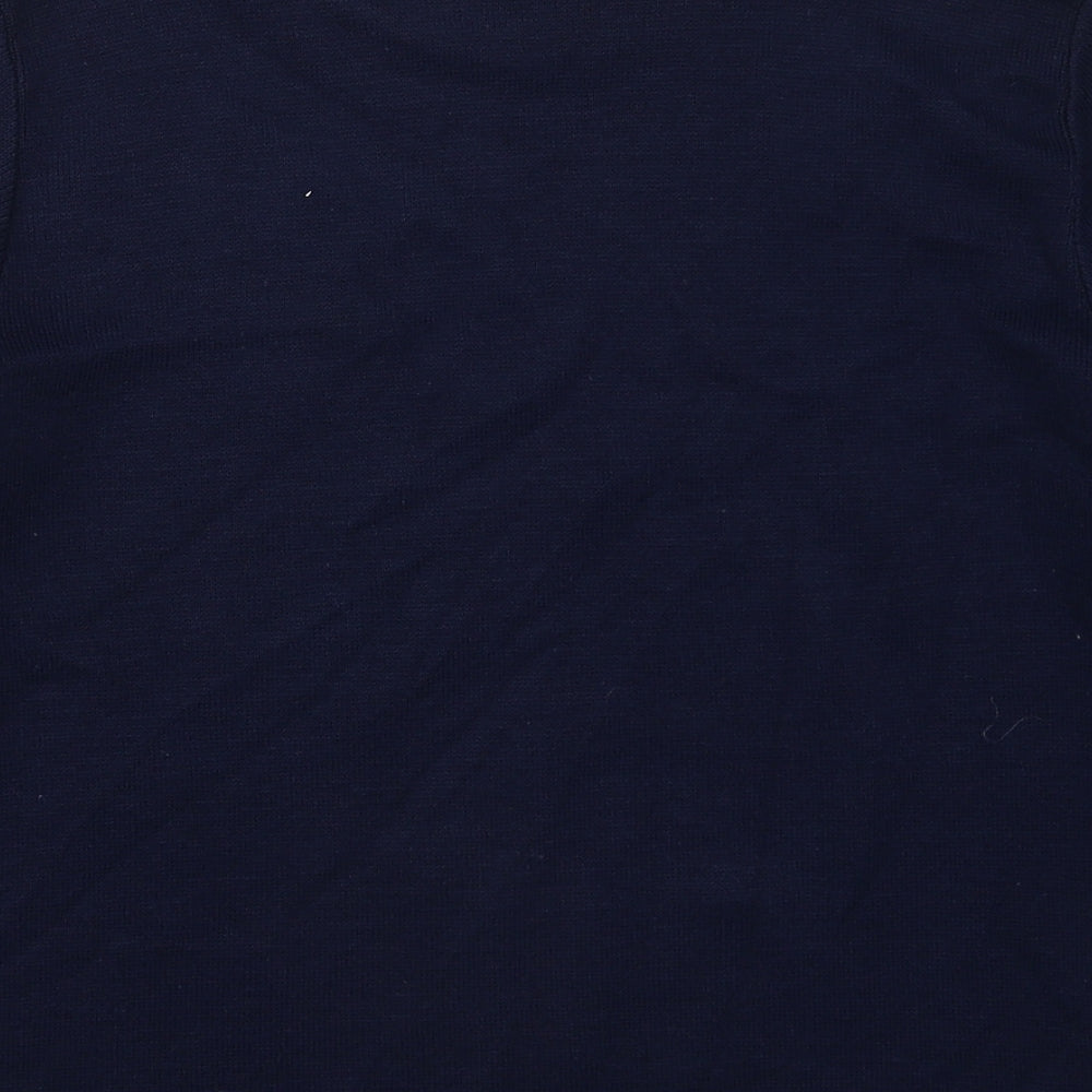 Pure & Natural Womens Blue Crew Neck Floral Acrylic Pullover Jumper Size M