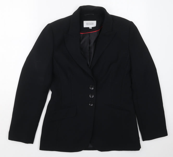 NEXT Womens Black Polyester Jacket Suit Jacket Size 10