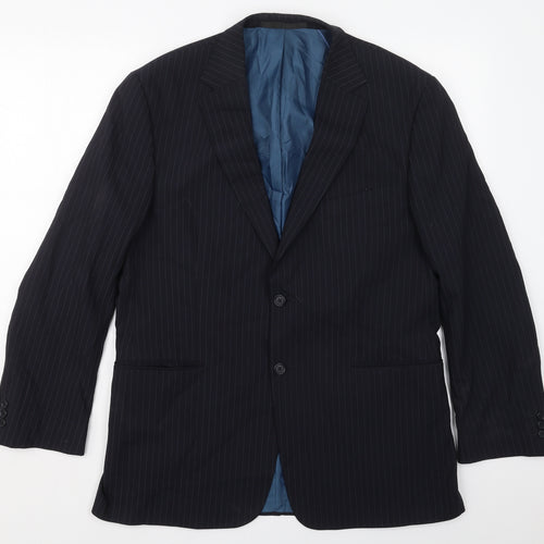 Marks and Spencer Mens Black Striped Polyester Jacket Suit Jacket Size 42