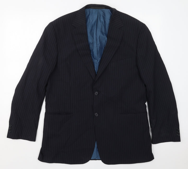 Marks and Spencer Mens Black Striped Polyester Jacket Suit Jacket Size 42