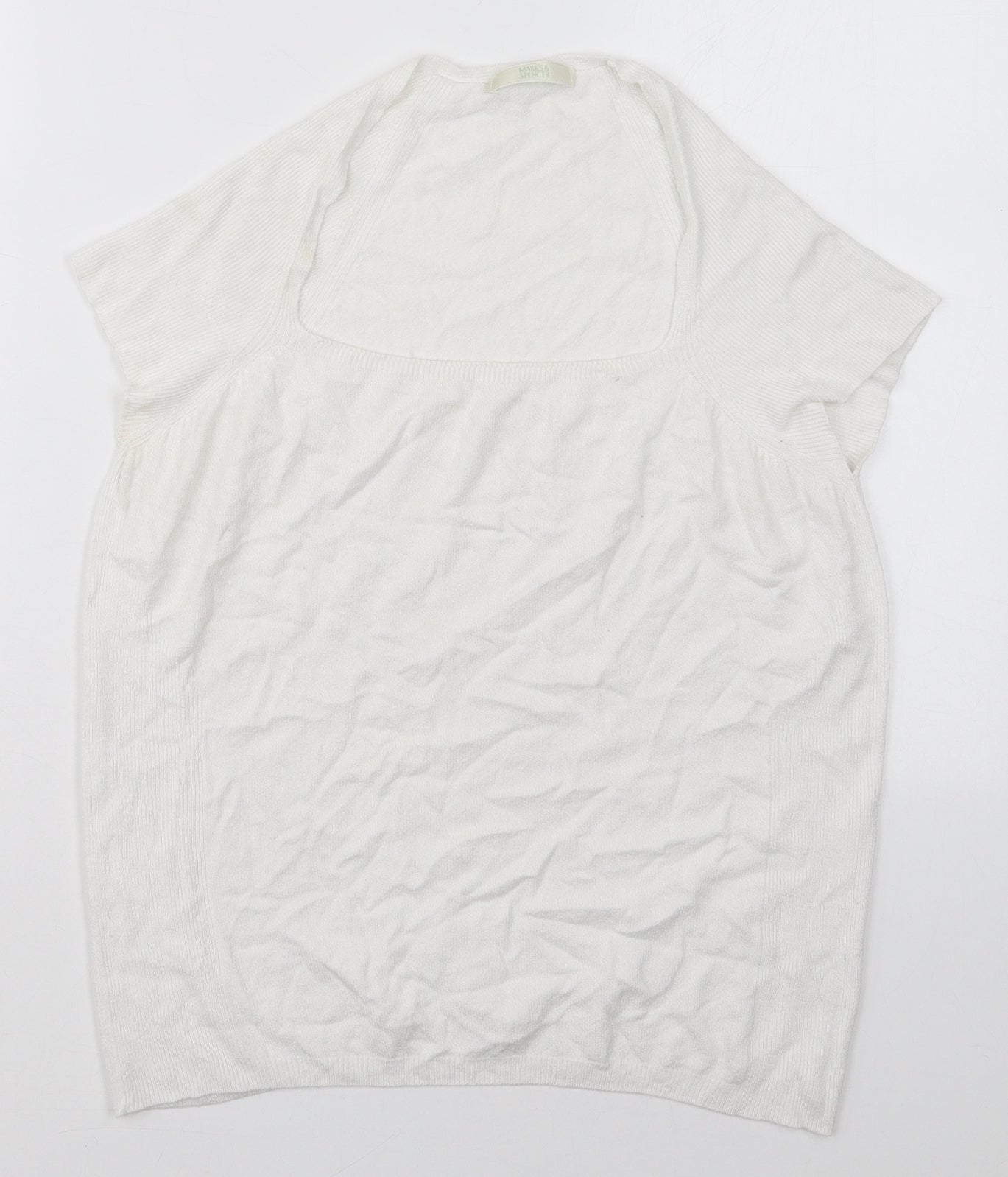 Marks and Spencer Womens White Square Neck  Viscose Pullover Jumper Size 16