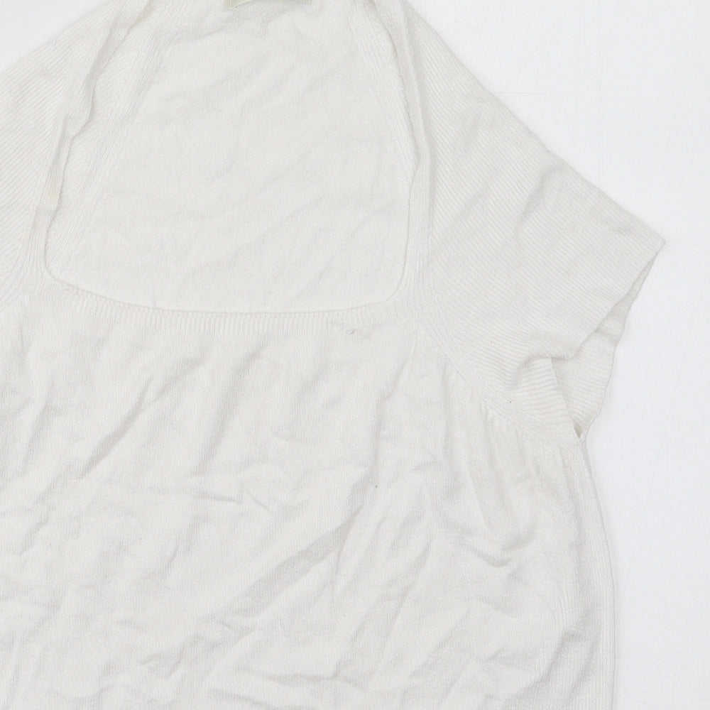 Marks and Spencer Womens White Square Neck  Viscose Pullover Jumper Size 16