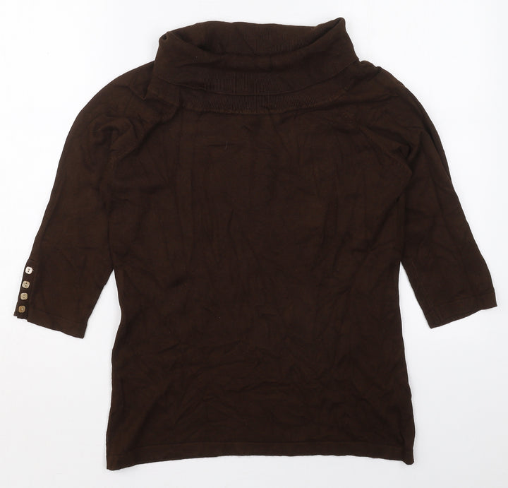 John Lewis Womens Brown Roll Neck Viscose Pullover Jumper Size L