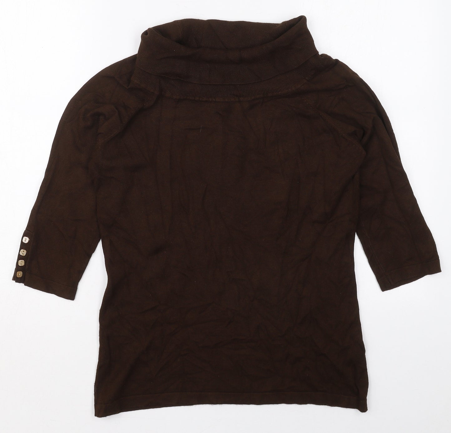 John Lewis Womens Brown Roll Neck  Viscose Pullover Jumper Size L