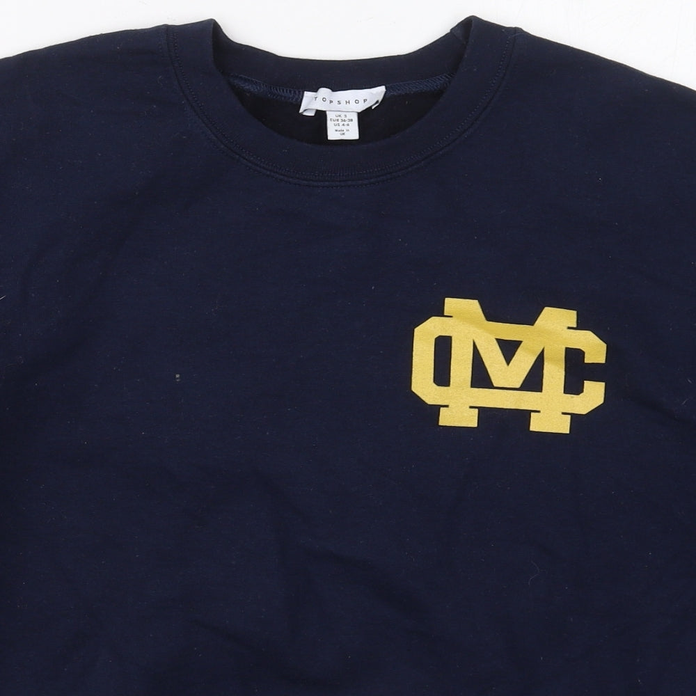 Topshop Womens Blue  Cotton Pullover Sweatshirt Size S  Pullover - MC