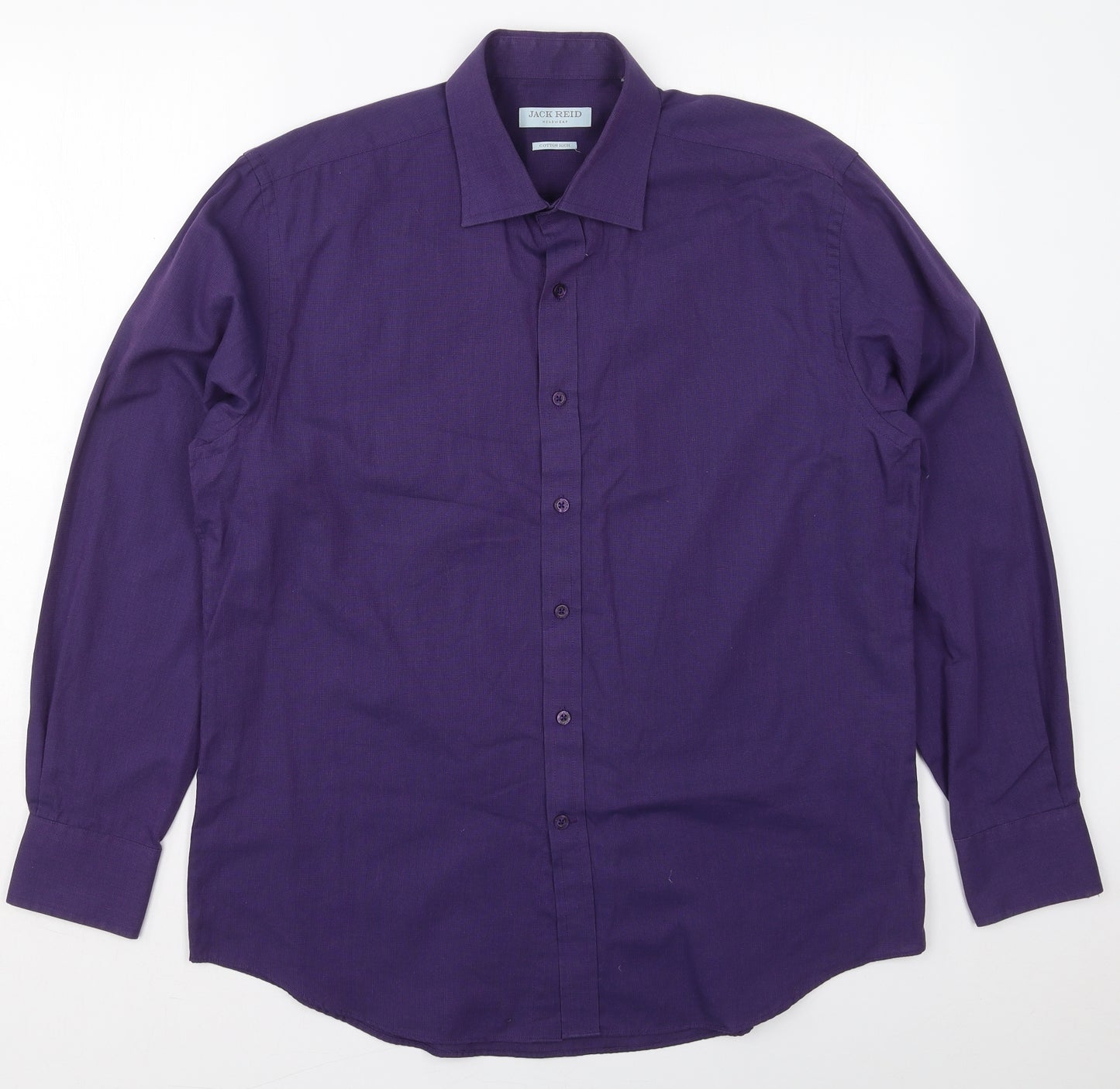 Jack Reid Mens Purple  Cotton  Dress Shirt Size 16 Collared Button