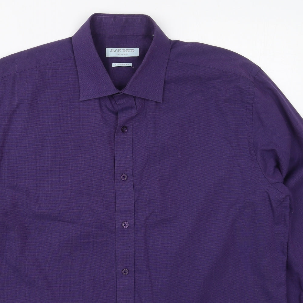 Jack Reid Mens Purple  Cotton  Dress Shirt Size 16 Collared Button