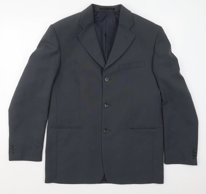 Savatini Mens Blue Polyester Jacket Suit Jacket Size 38