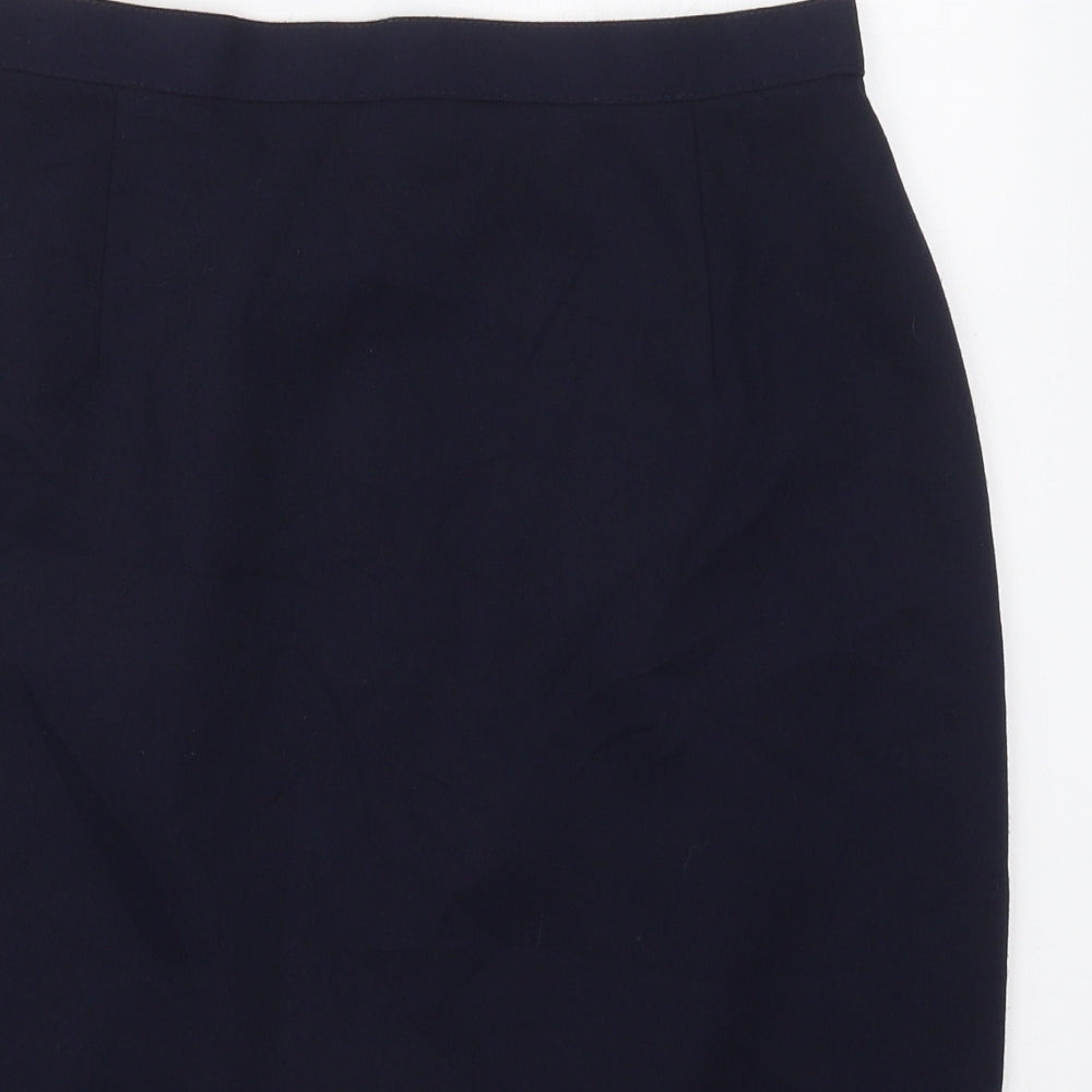 Marks and Spencer Womens Blue  Polyester Straight & Pencil Skirt Size 16   Button