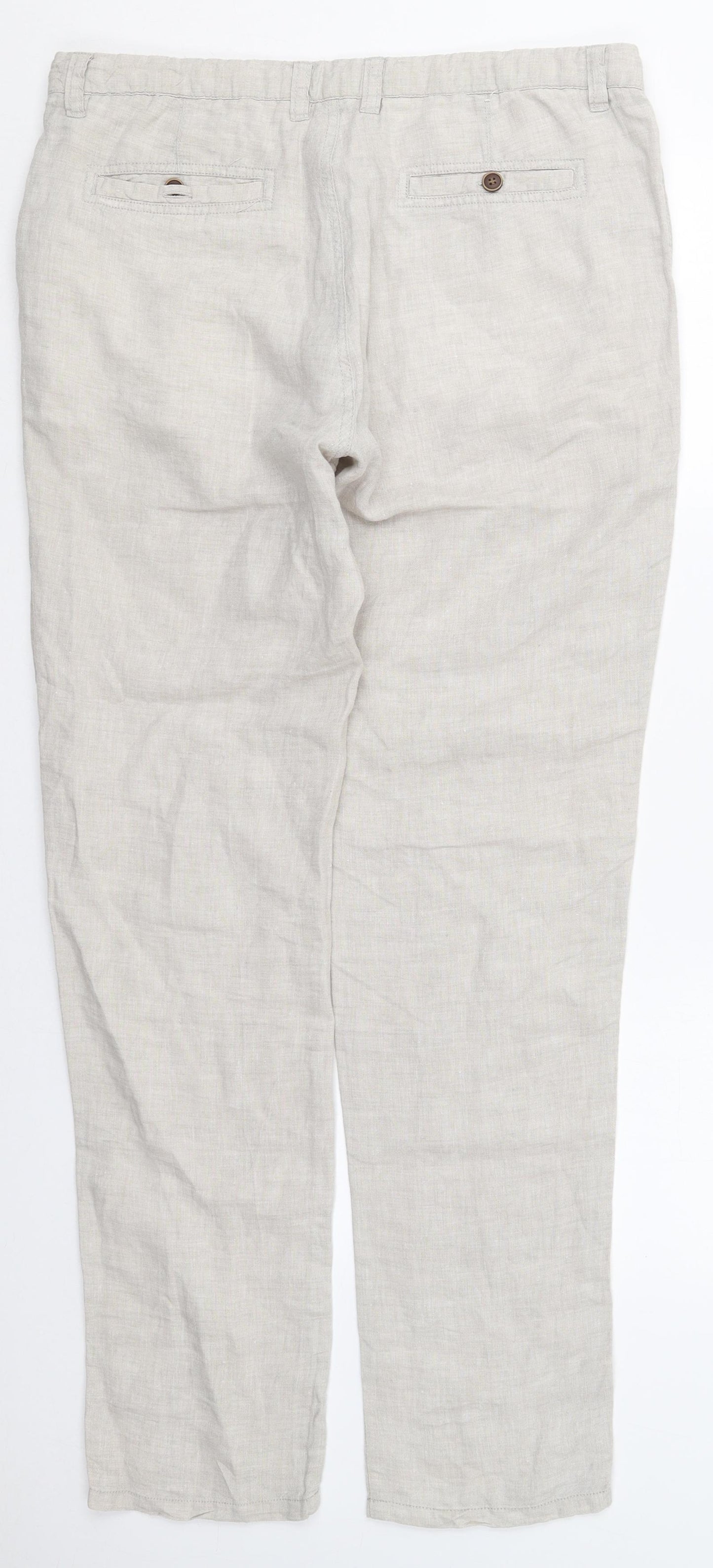 Denim Co Mens Beige  Linen Trousers  Size 34 L32 in Slim Button