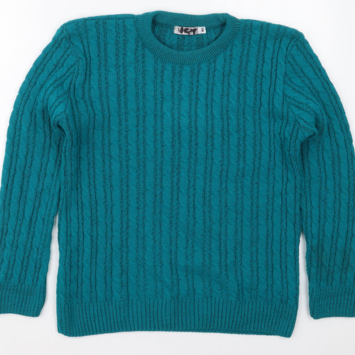 Lizzy Clark Womens Blue Crew Neck  Acrylic Pullover Jumper Size M