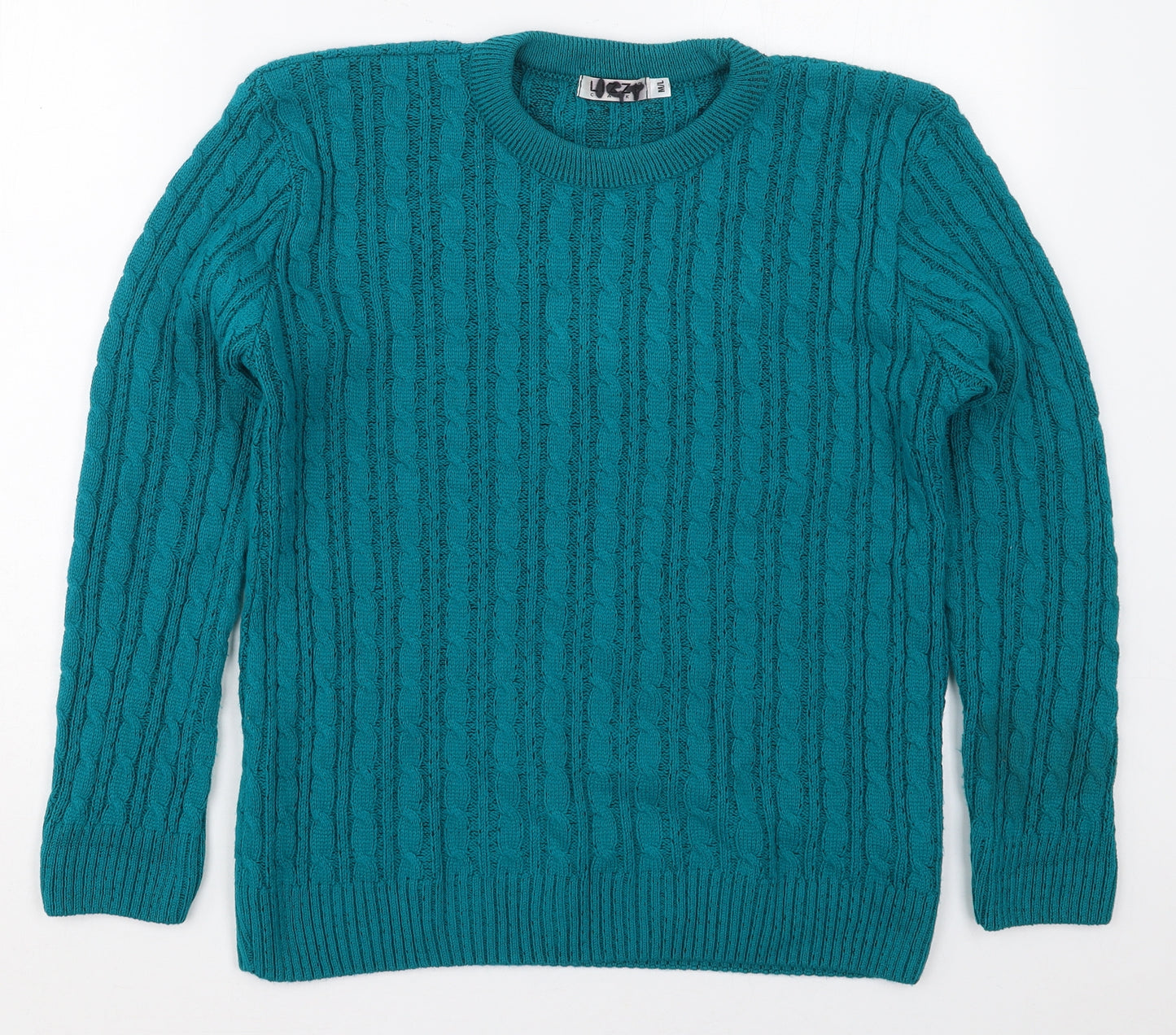Lizzy Clark Womens Blue Crew Neck  Acrylic Pullover Jumper Size M