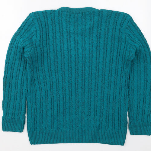 Lizzy Clark Womens Blue Crew Neck  Acrylic Pullover Jumper Size M