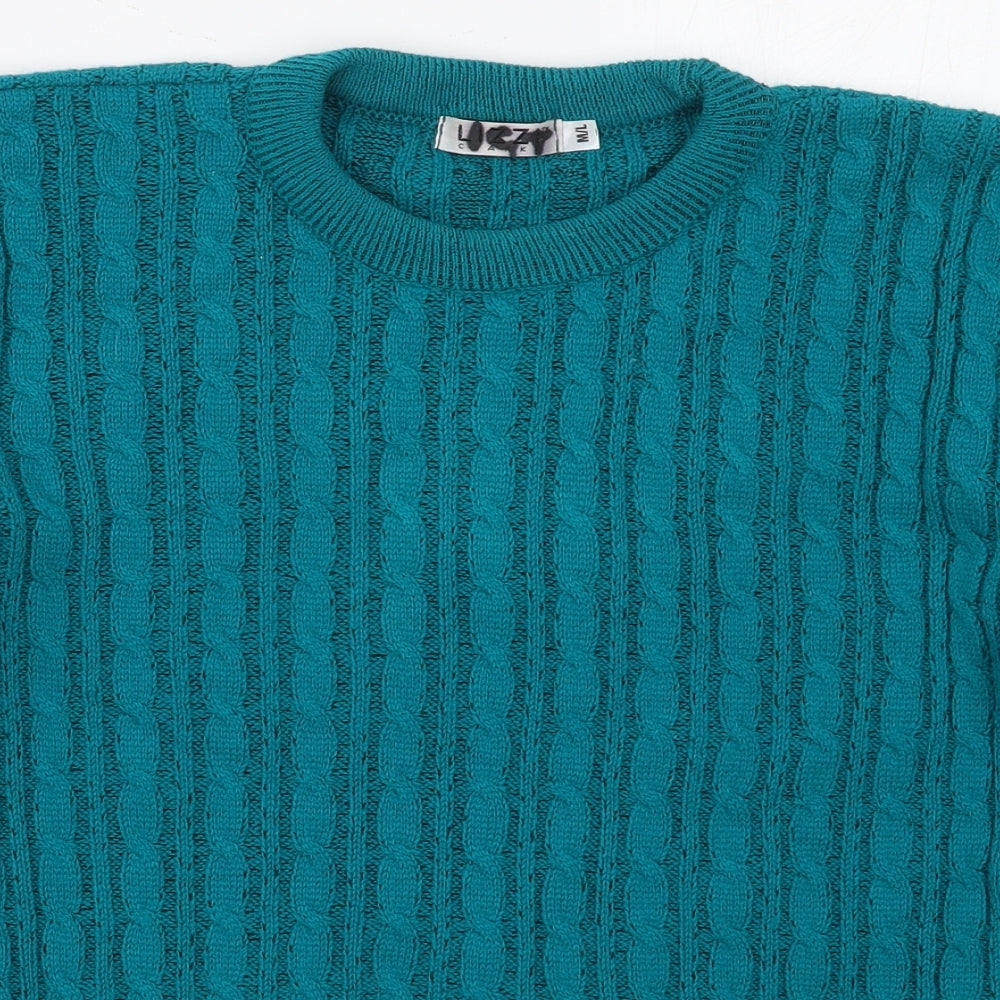 Lizzy Clark Womens Blue Crew Neck  Acrylic Pullover Jumper Size M