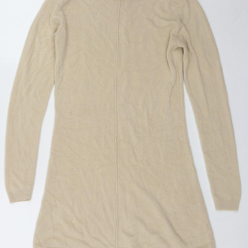 BASSINI Womens Beige Scoop Neck  Acrylic Henley Jumper Size S