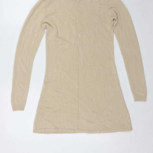 BASSINI Womens Beige Scoop Neck  Acrylic Henley Jumper Size S