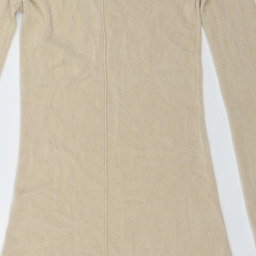 BASSINI Womens Beige Scoop Neck  Acrylic Henley Jumper Size S