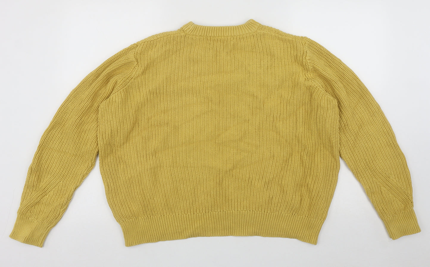 Marks and Spencer Womens Yellow Roll Neck  Cotton Pullover Jumper Size L   - Cable Knit