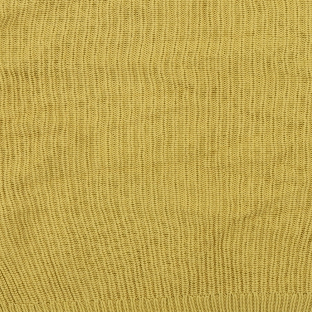 Marks and Spencer Womens Yellow Roll Neck  Cotton Pullover Jumper Size L   - Cable Knit