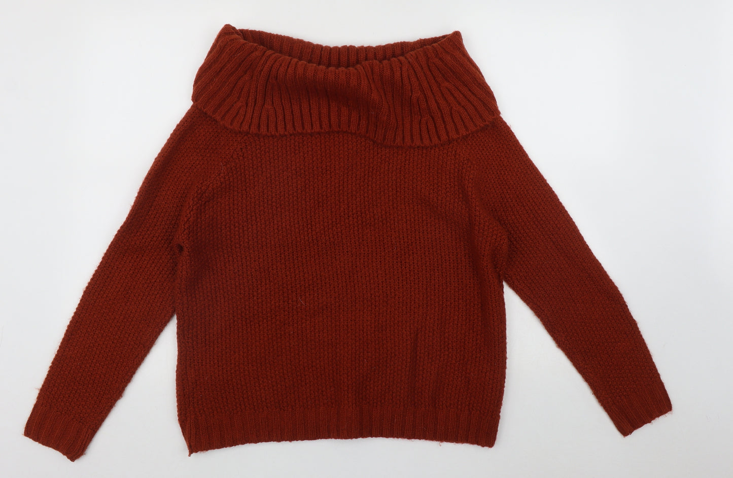 George Womens Brown Roll Neck  Acrylic Pullover Jumper Size 14   - Cable Knit