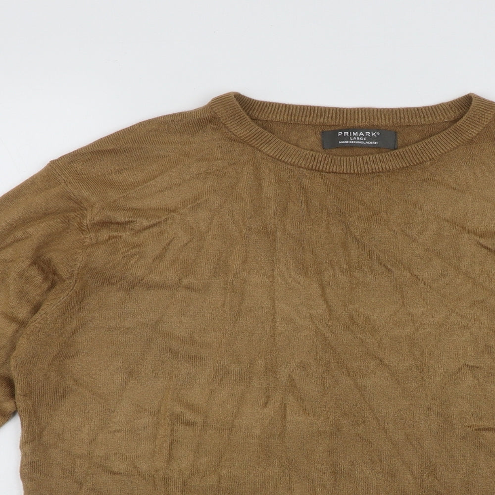 Primark  Womens Brown Round Neck  Acrylic Henley Jumper Size L