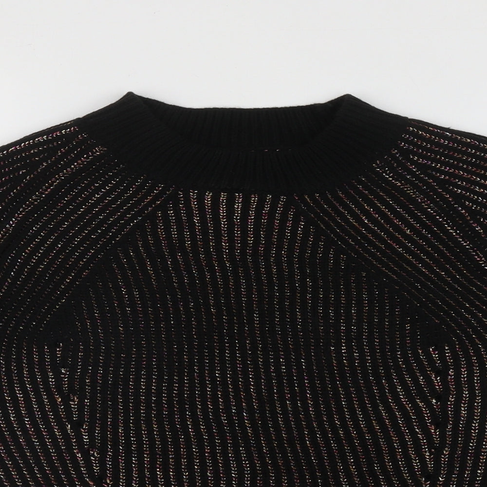 Papaya Womens Multicoloured High Neck  Acrylic Henley Jumper Size S   - Batwing Sleeve