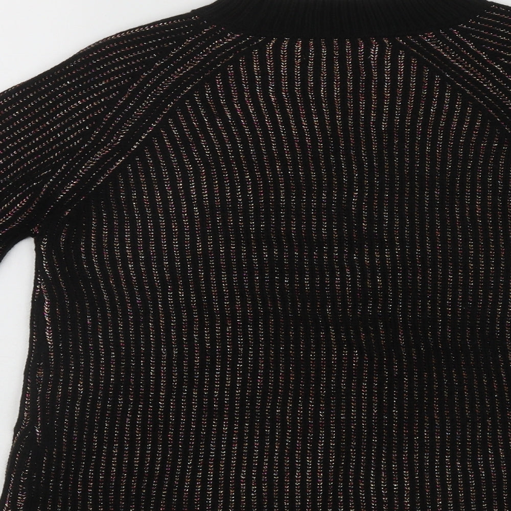 Papaya Womens Multicoloured High Neck  Acrylic Henley Jumper Size S   - Batwing Sleeve