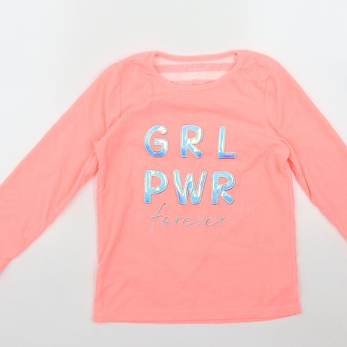 Primark Girls Pink Roll Neck  Polyester Pullover Jumper Size 9-10 Years   - GIRL POWER FOREVER