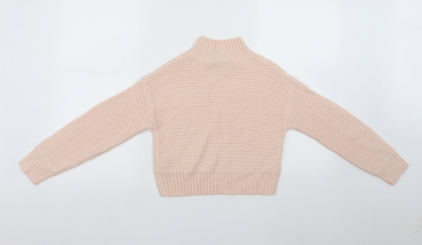 New Look 915 Girls Pink Halter  Acrylic Henley Jumper Size 10-11 Years