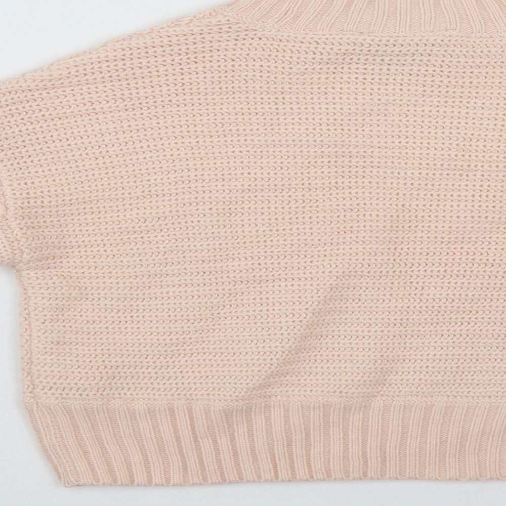 New Look 915 Girls Pink Halter  Acrylic Henley Jumper Size 10-11 Years