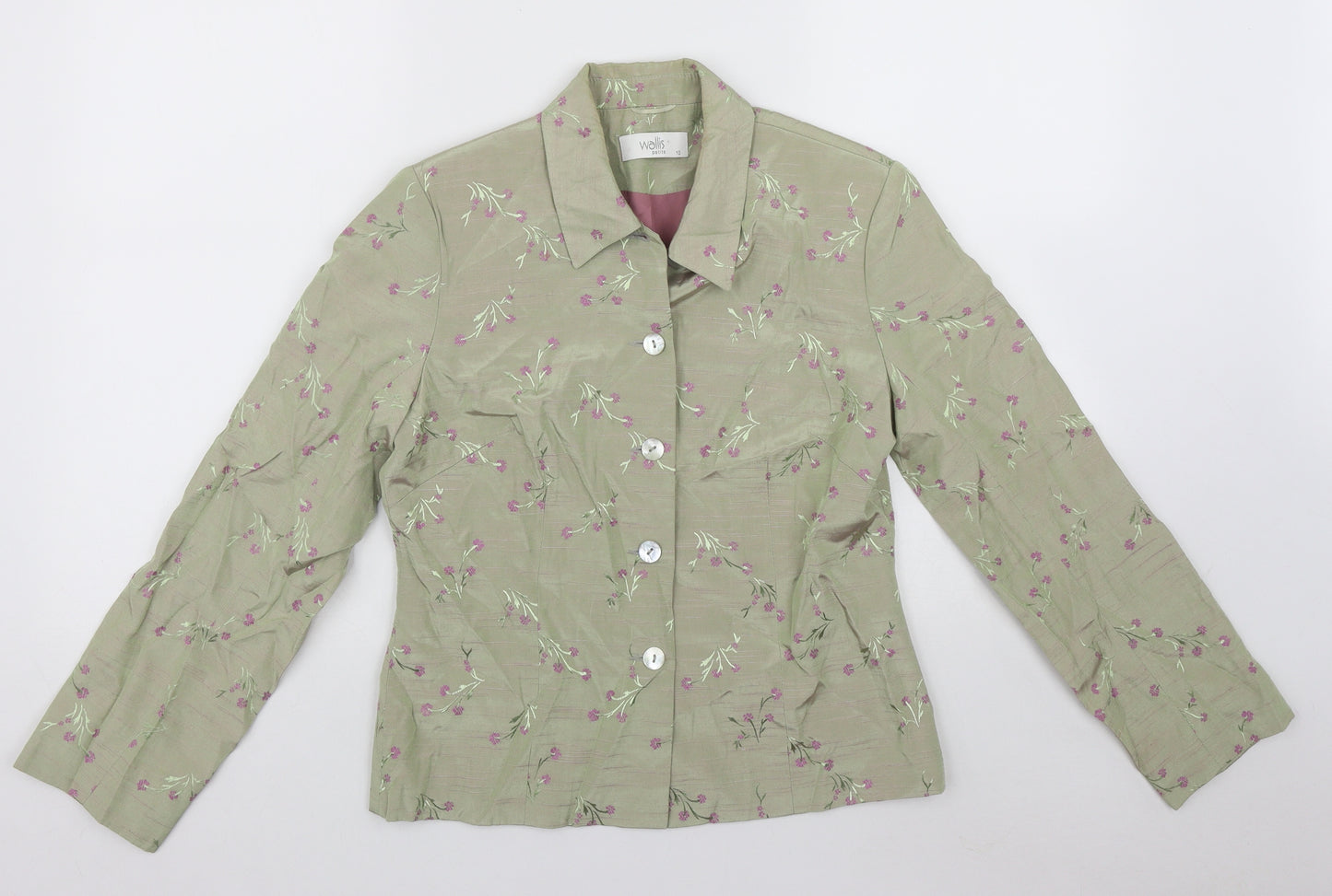 Wallis Womens Multicoloured Floral  Jacket Coatigan Size 10  Button - Shoulder Pads