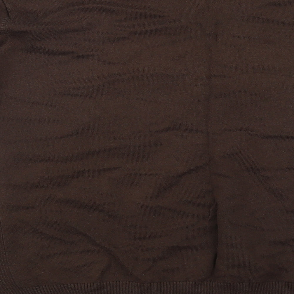 NEXT Mens Brown V-Neck  Cotton Henley Jumper Size M