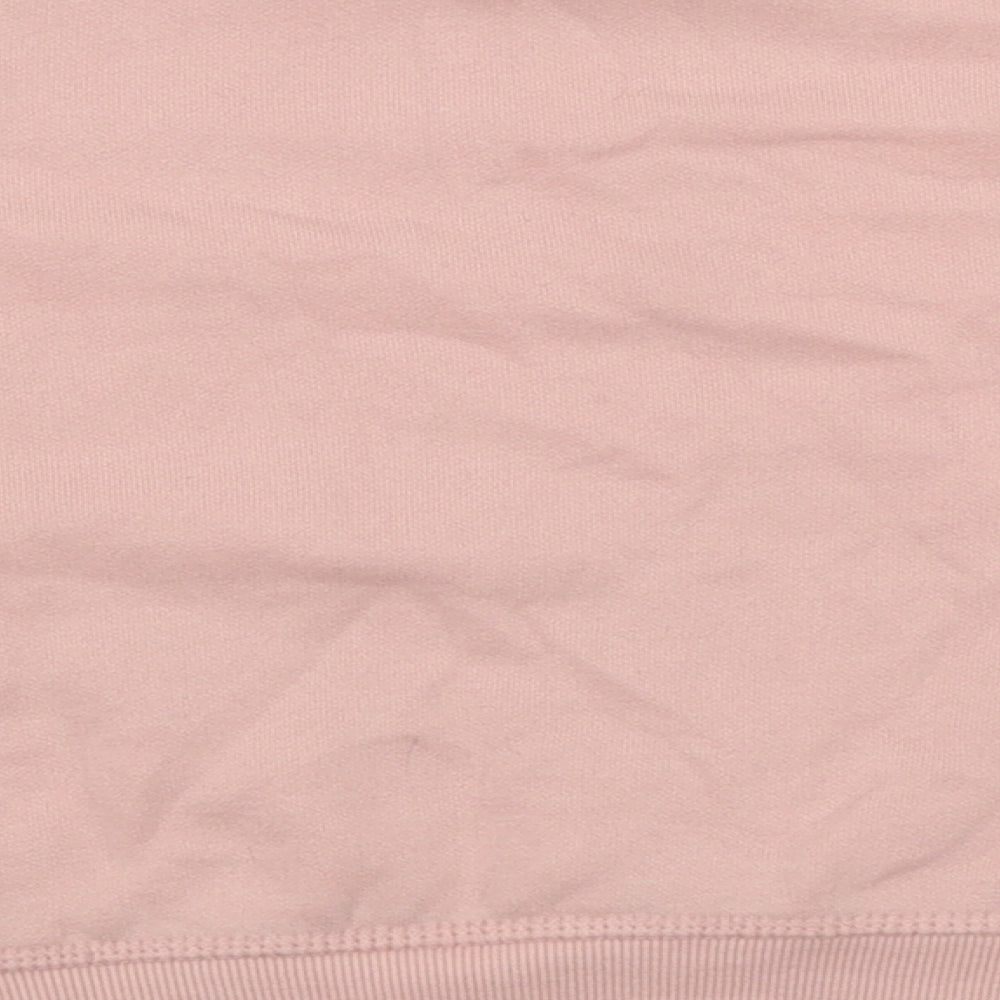 Primark Girls Pink Round Neck  Cotton Pullover Jumper Size 3-4 Years   - Happy Logo