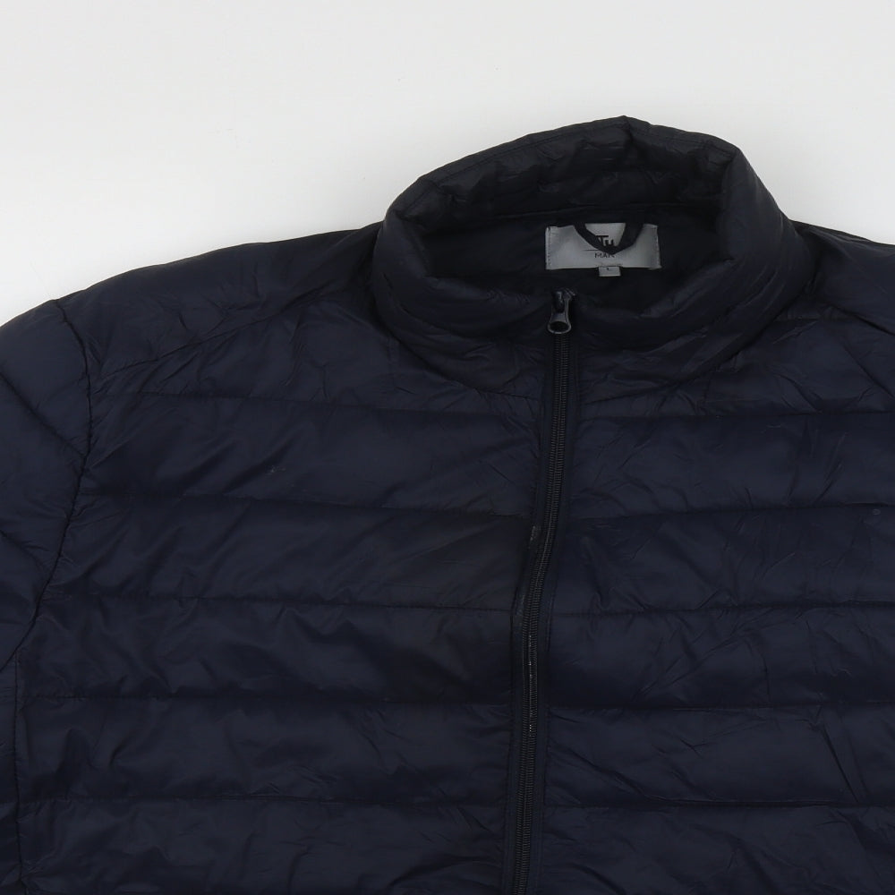 TU Mens Blue   Quilted Coat Size L  Zip