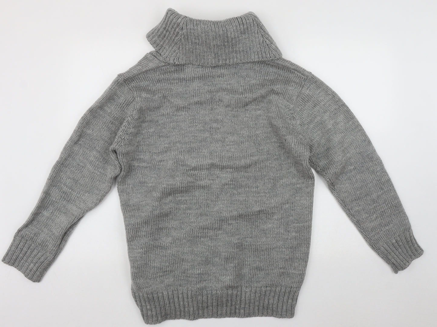 Woolvers Womens Grey Roll Neck  Wool Pullover Jumper Size L   - Cable Knit