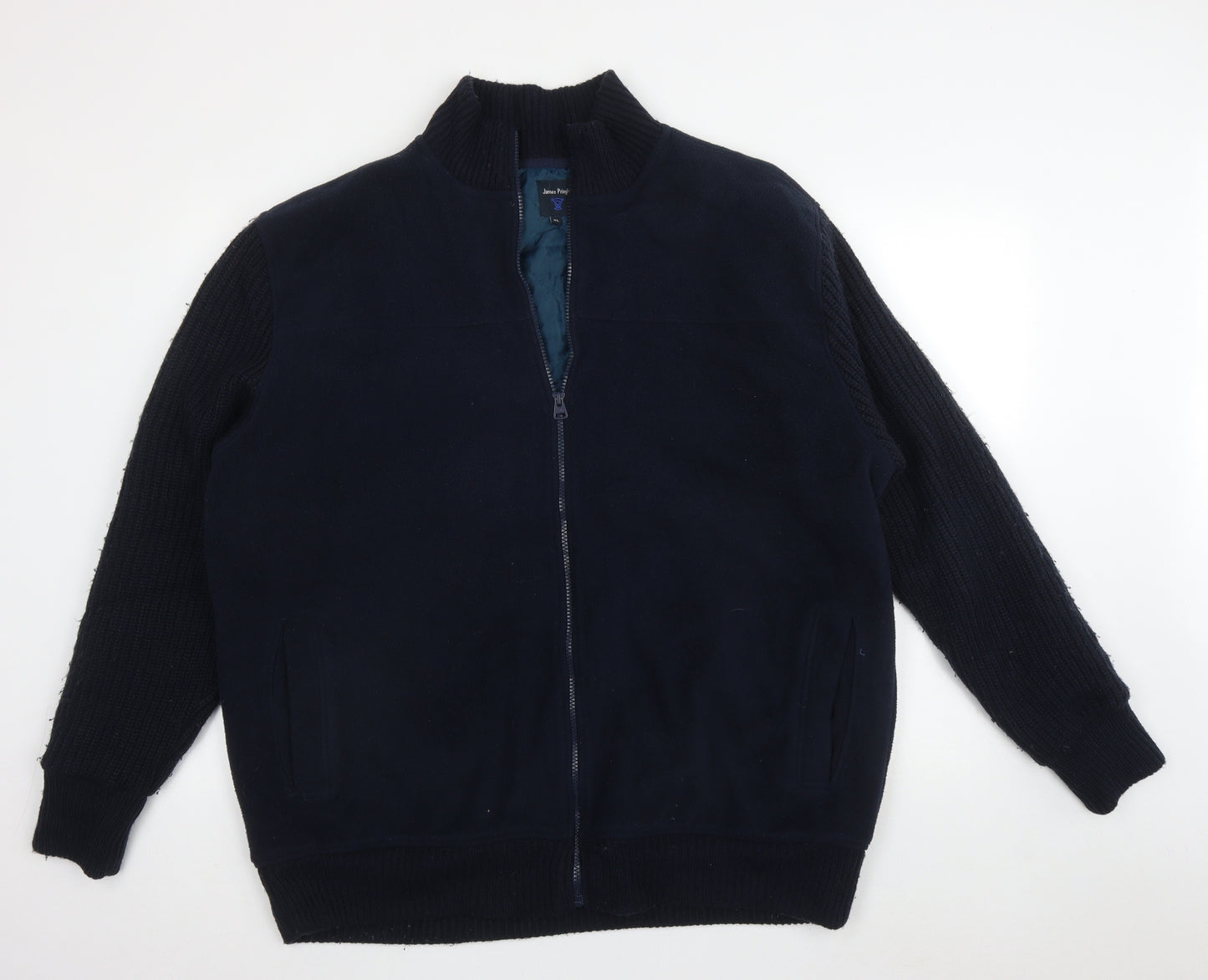 James Pringle Mens Blue High Neck  Polyester Full Zip Jumper Size XL   - Pockets